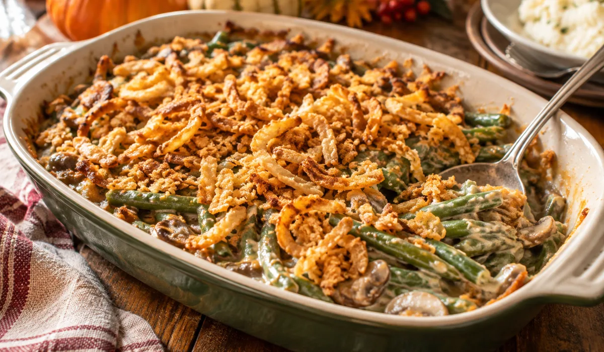 Green Bean Casserole for an easy Thanksgiving side dish on a budget