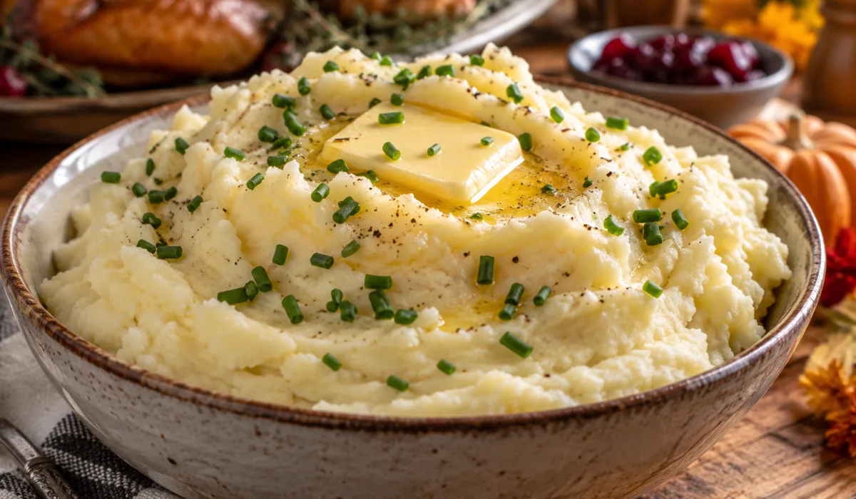 Slow Cooker Mashed Potatoes for an easy Thanksgiving side dish on a budget